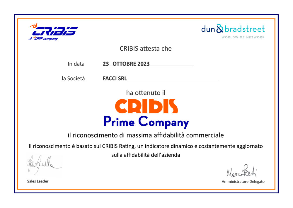 Certificate CRIBIS