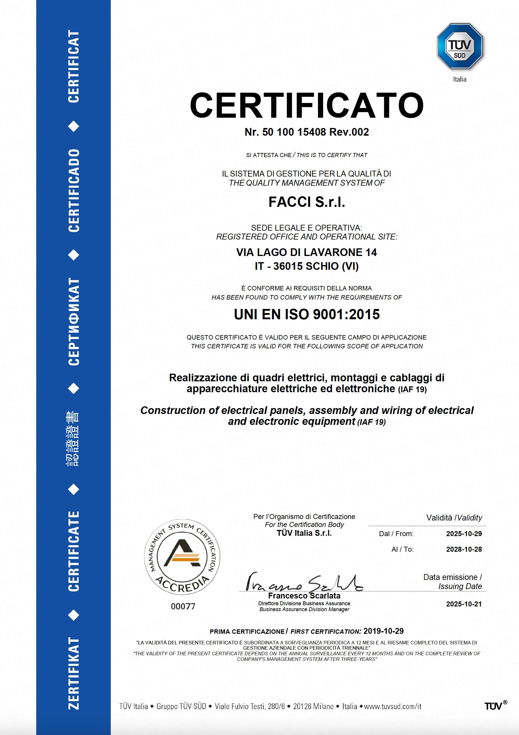 Certificato TUV